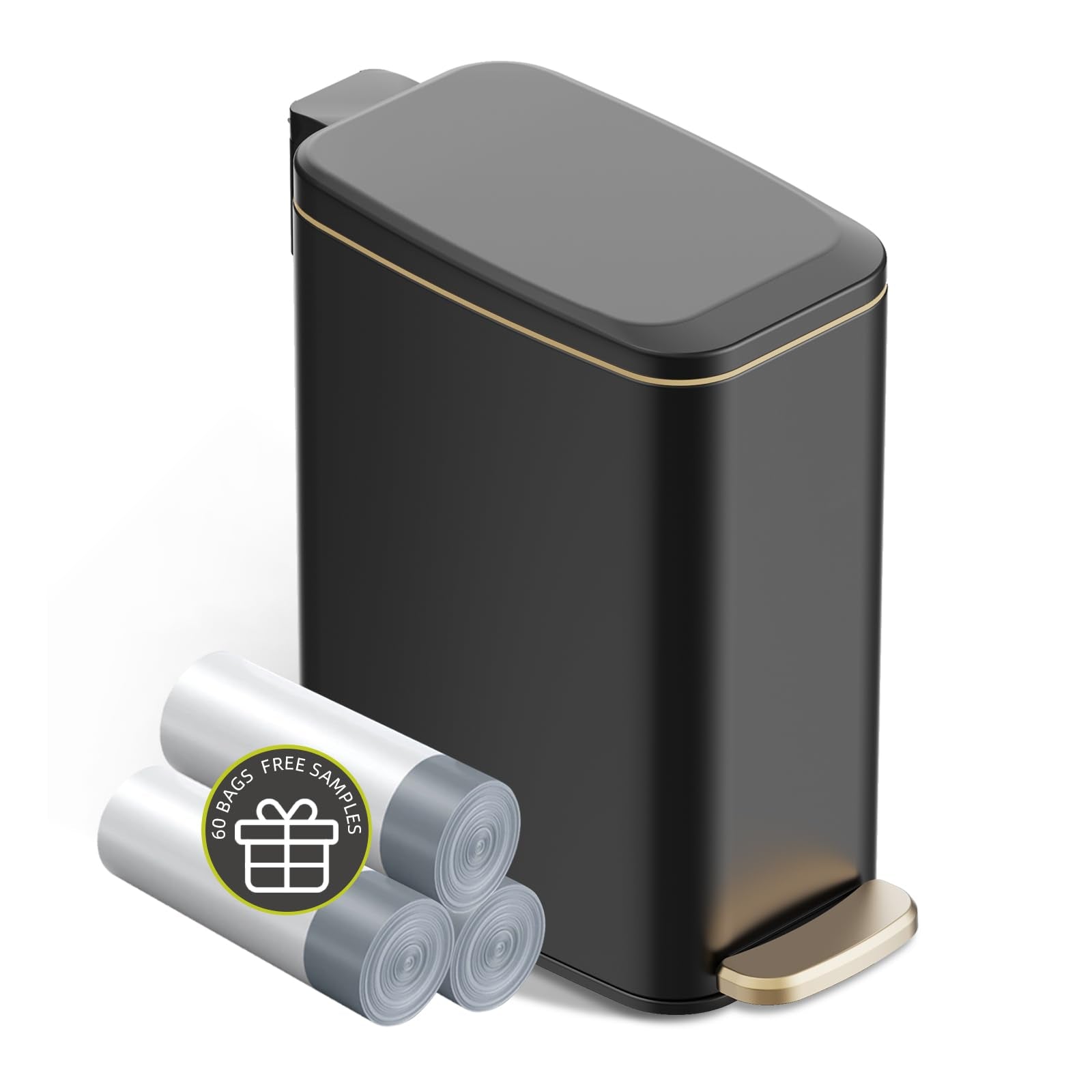 KSSKSS lifestyle bathroom styling shows sleek black bin boosting organization