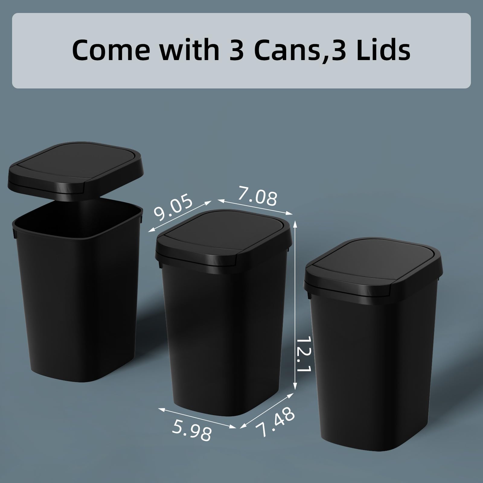 KSSKSS next to a standard trash bag for scale showing 2.6-gallon capacity clarity