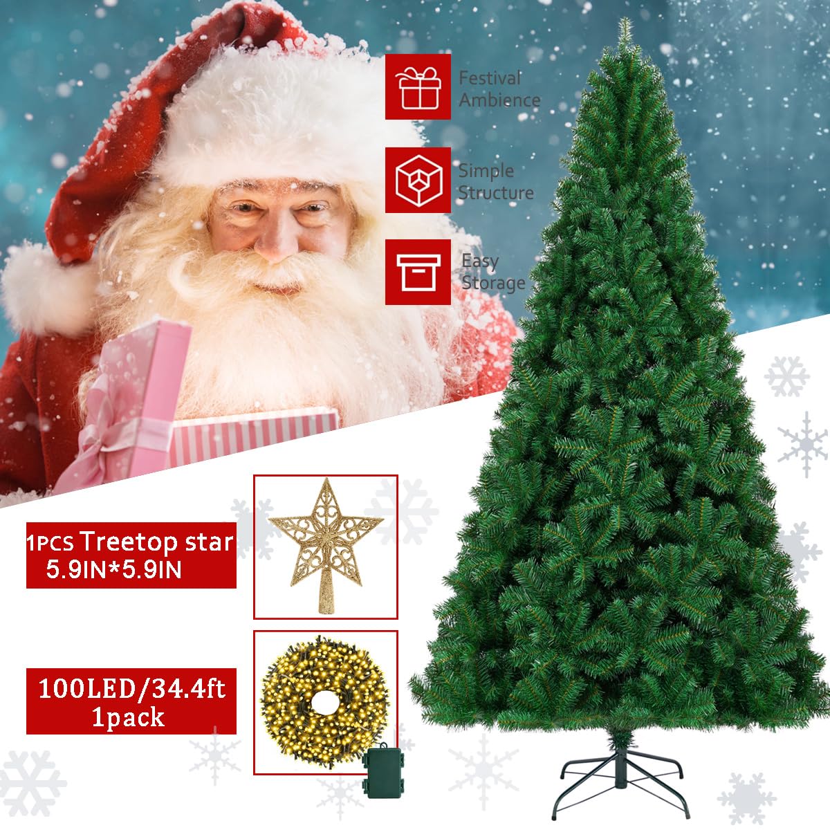 KTKDE tree with star topper styled for instant polished holiday display