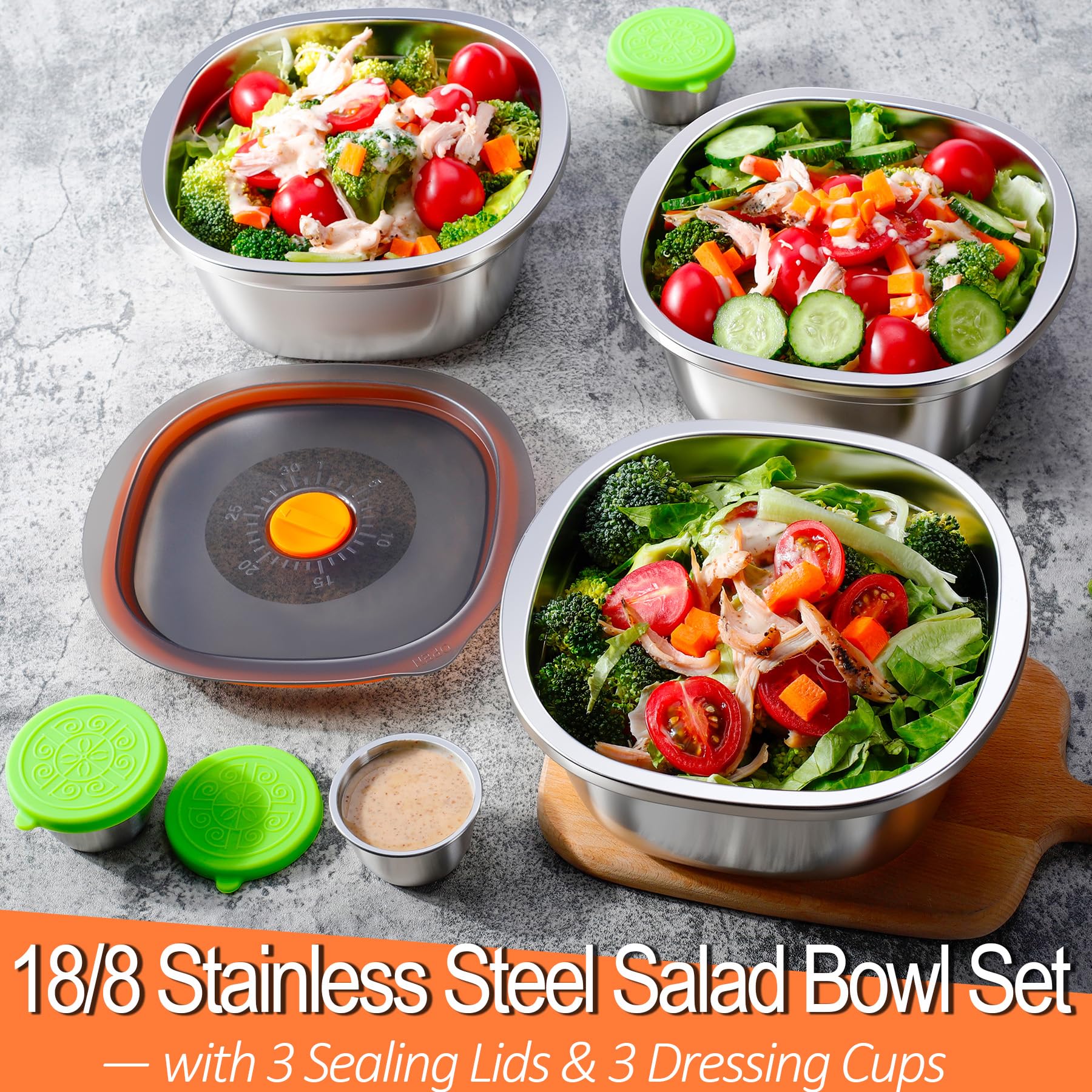 KTKUDY close-up of 18/8 stainless bowl texture showing durable, odor-resistant finish