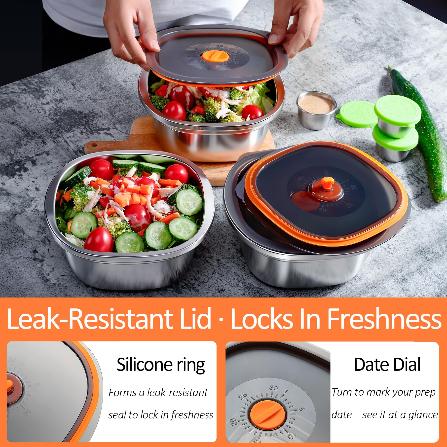 KTKUDY stacked bowls in refrigerator demonstrating space-saving, trackable storage