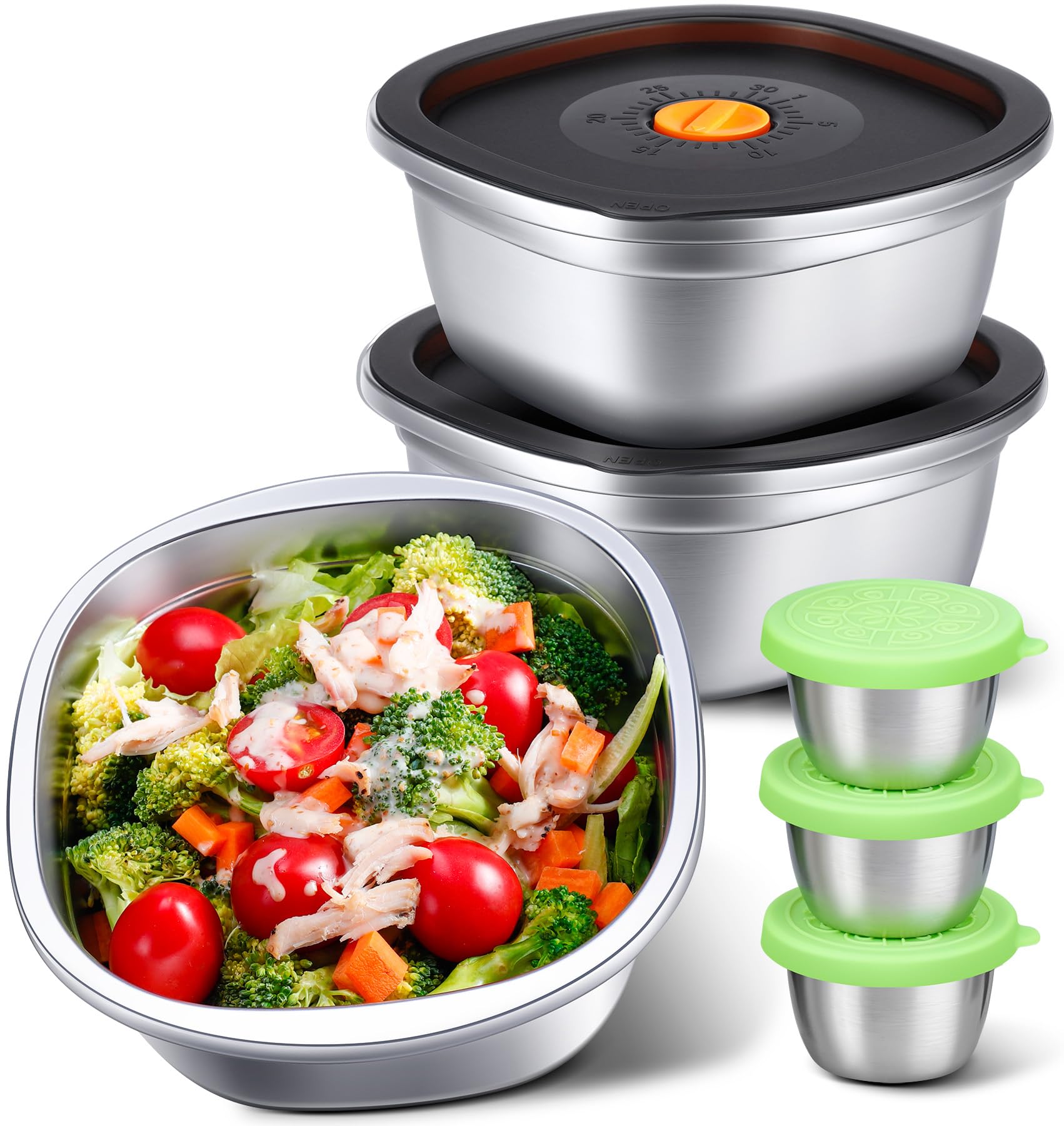KTKUDY front view of full 6-piece set showing bowls and lids for organized meal prep
