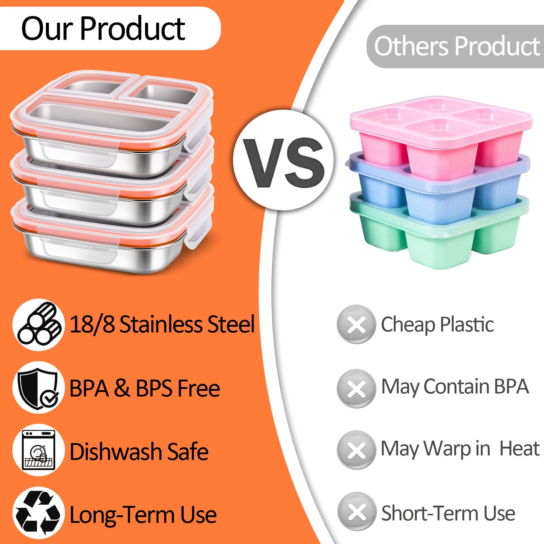 KTKUDY stacked containers in fridge demonstrating space-saving meal prep and storage benefit