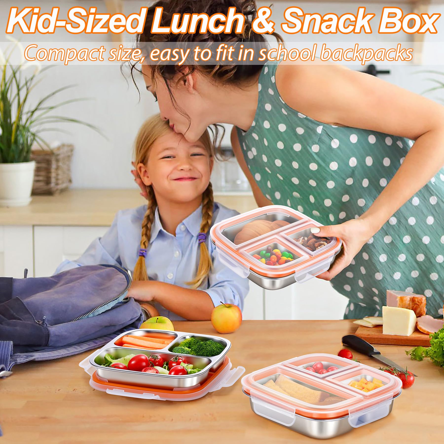 KTKUDY close-up of 18/8 stainless steel tray highlighting stain-resistant food surface benefit