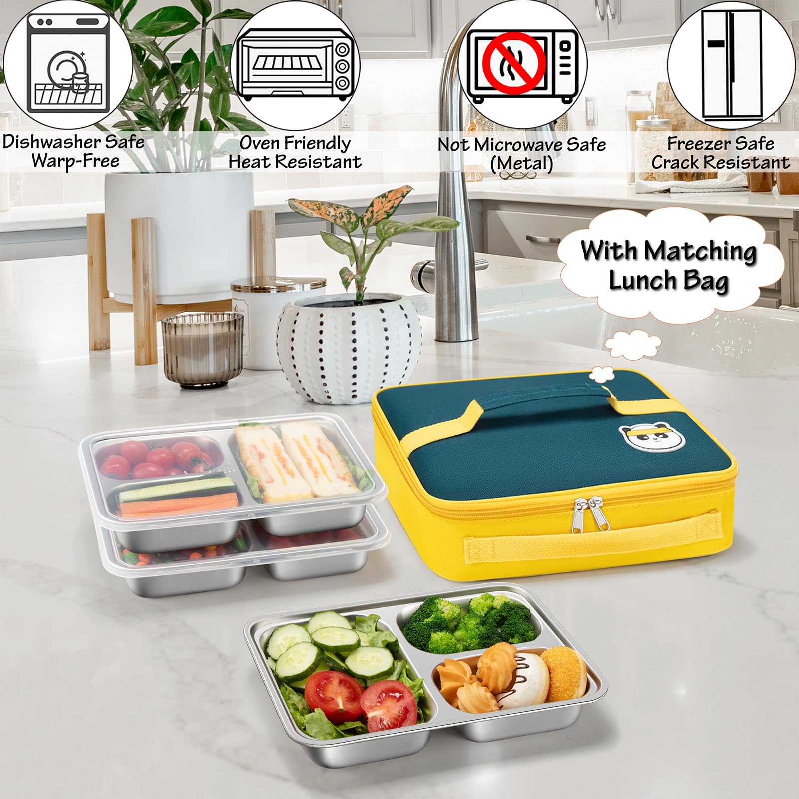 KTKUDY open top view revealing three compartments for organized portioning and no flavor mixing
