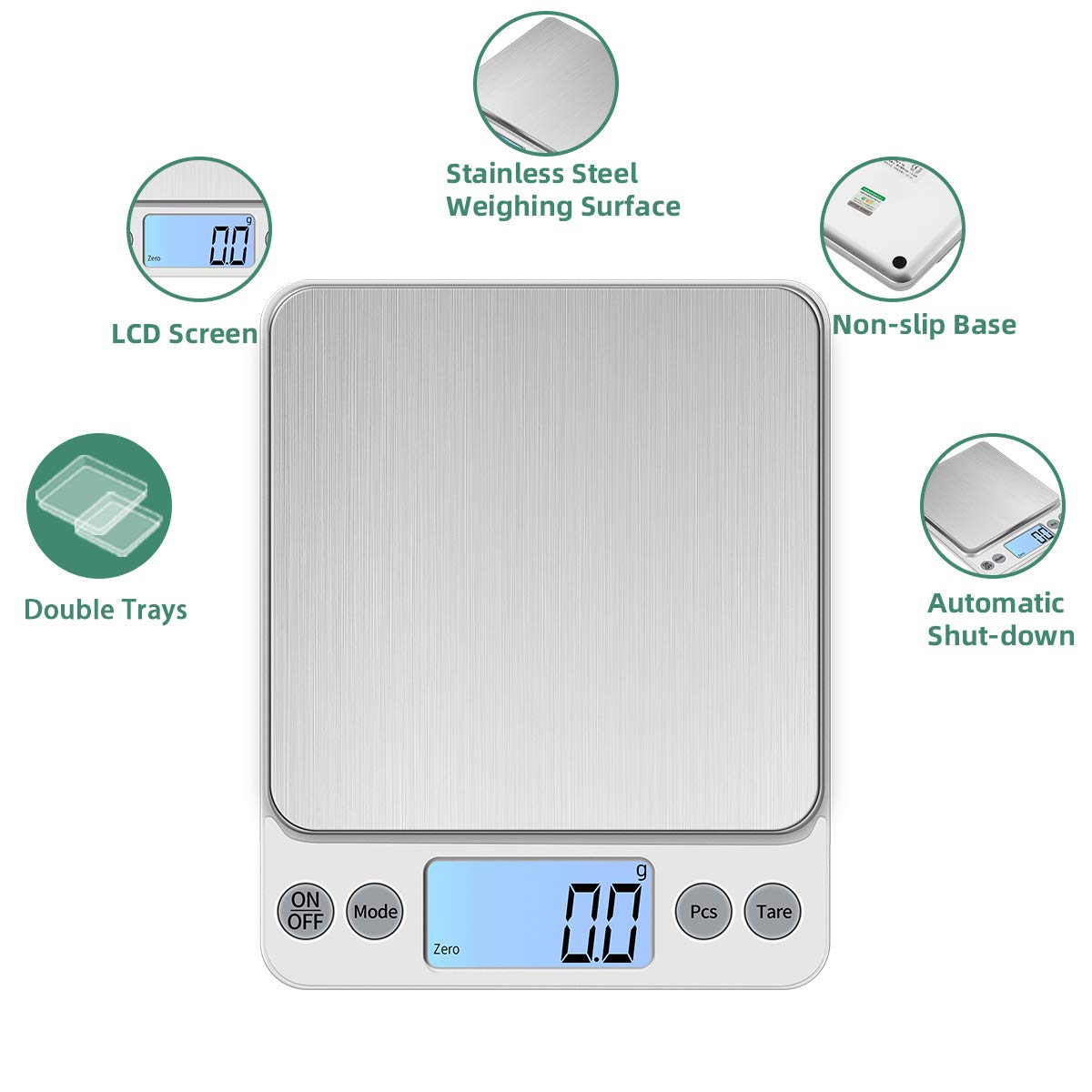 KUBEI dual trays displayed for versatile small and large item weighing