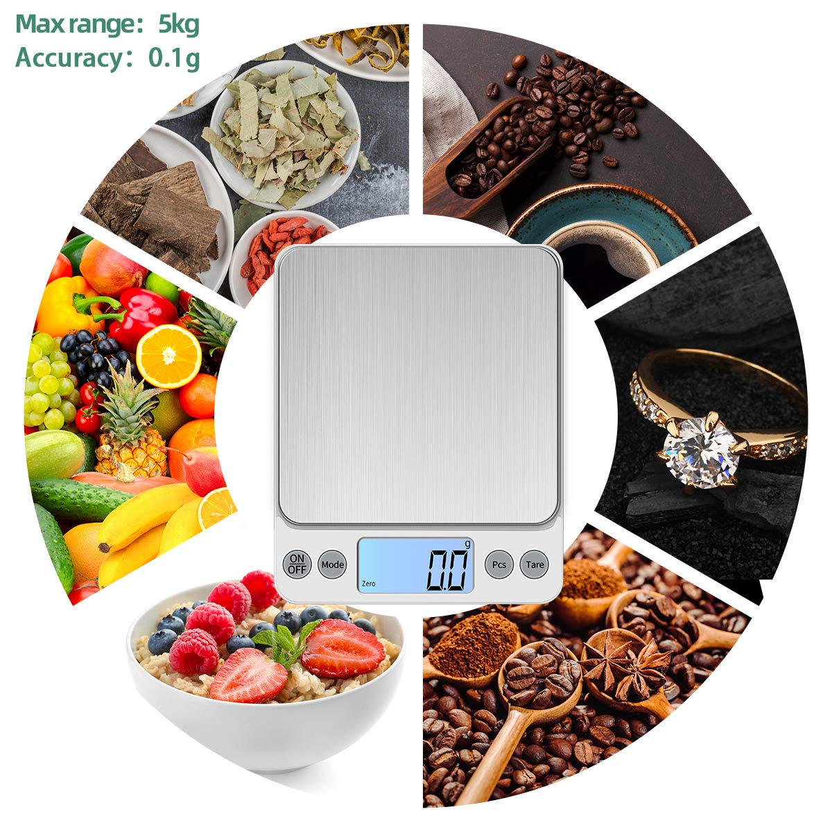 KUBEI scale next to ruler demonstrating size and kitchen fit