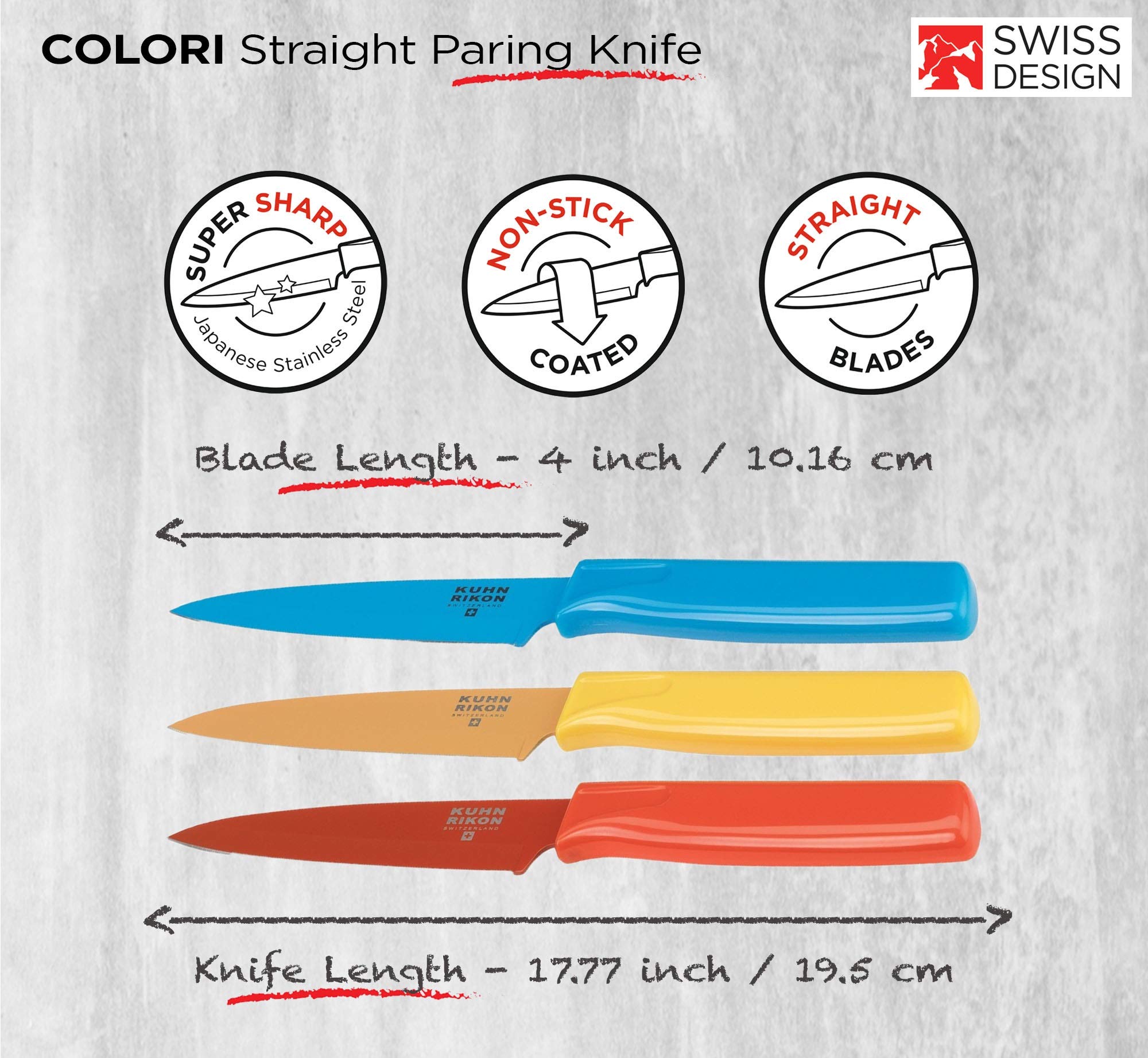 Kuhn Rikon close-up of blade edge highlighting sharp, non-stick cutting surface