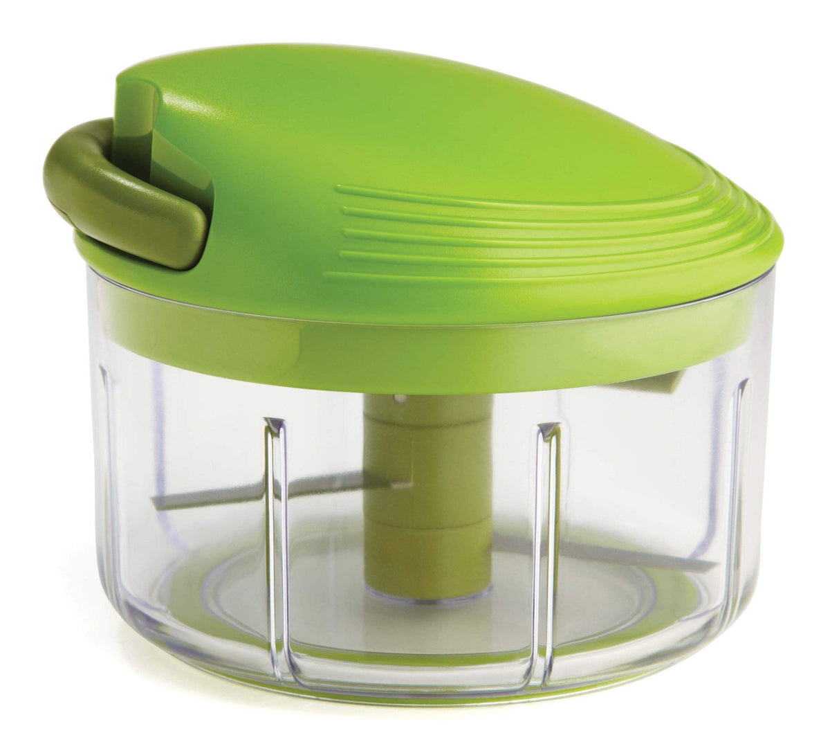 Kuhn Rikon front view showing compact green 2-cup chopper and easy grip