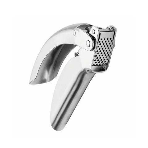 Kuhn Rikon front view showing stainless garlic press and clean design benefit