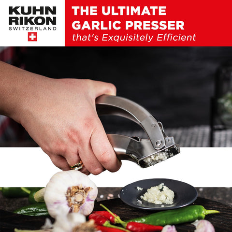 Kuhn Rikon handle closeup showing ergonomic grip for reduced hand strain
