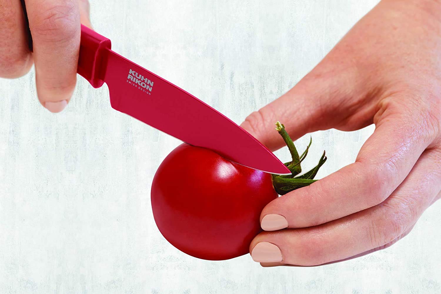 Kuhn Rikon ergonomic handle detail offering comfortable, slip-resistant grip