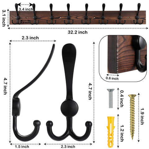 Kuhome close-up of metal triple-hook detail highlighting durable construction and secure hanging