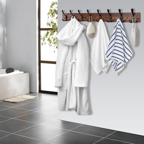 Kuhome two hinged sections split on a wall to show flexible height placement for users