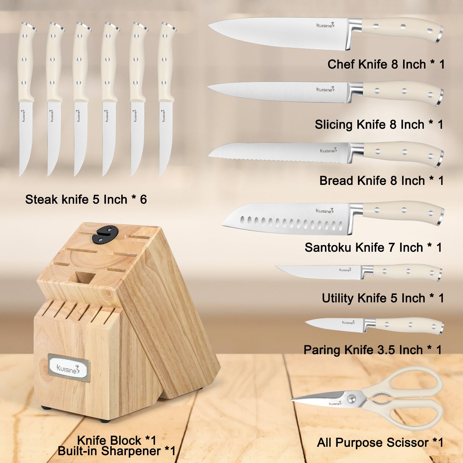 KUISINE chef knife close-up showing high-carbon blade for precise slicing