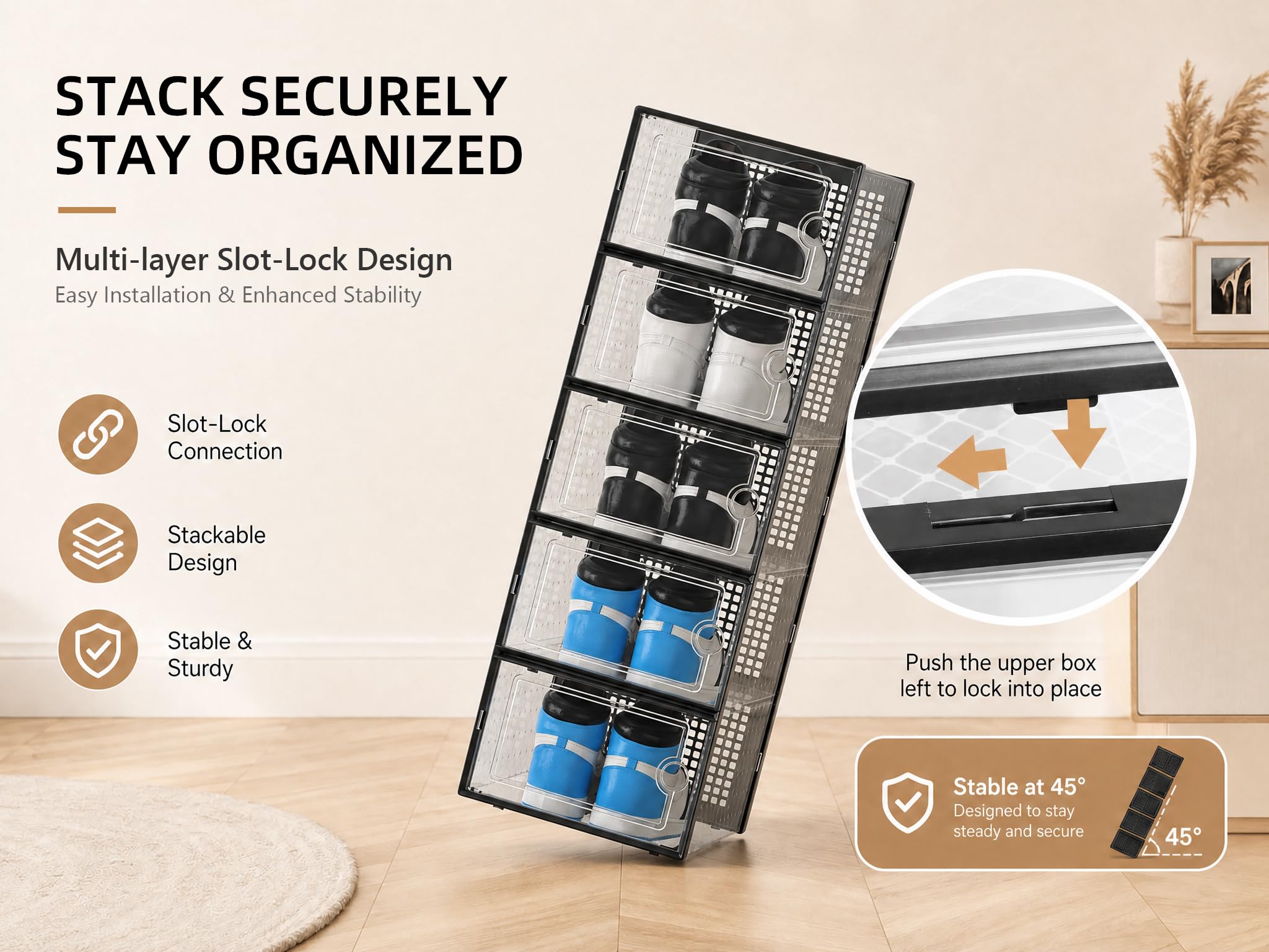 Kuject open box with sneakers demonstrating easy access and protection