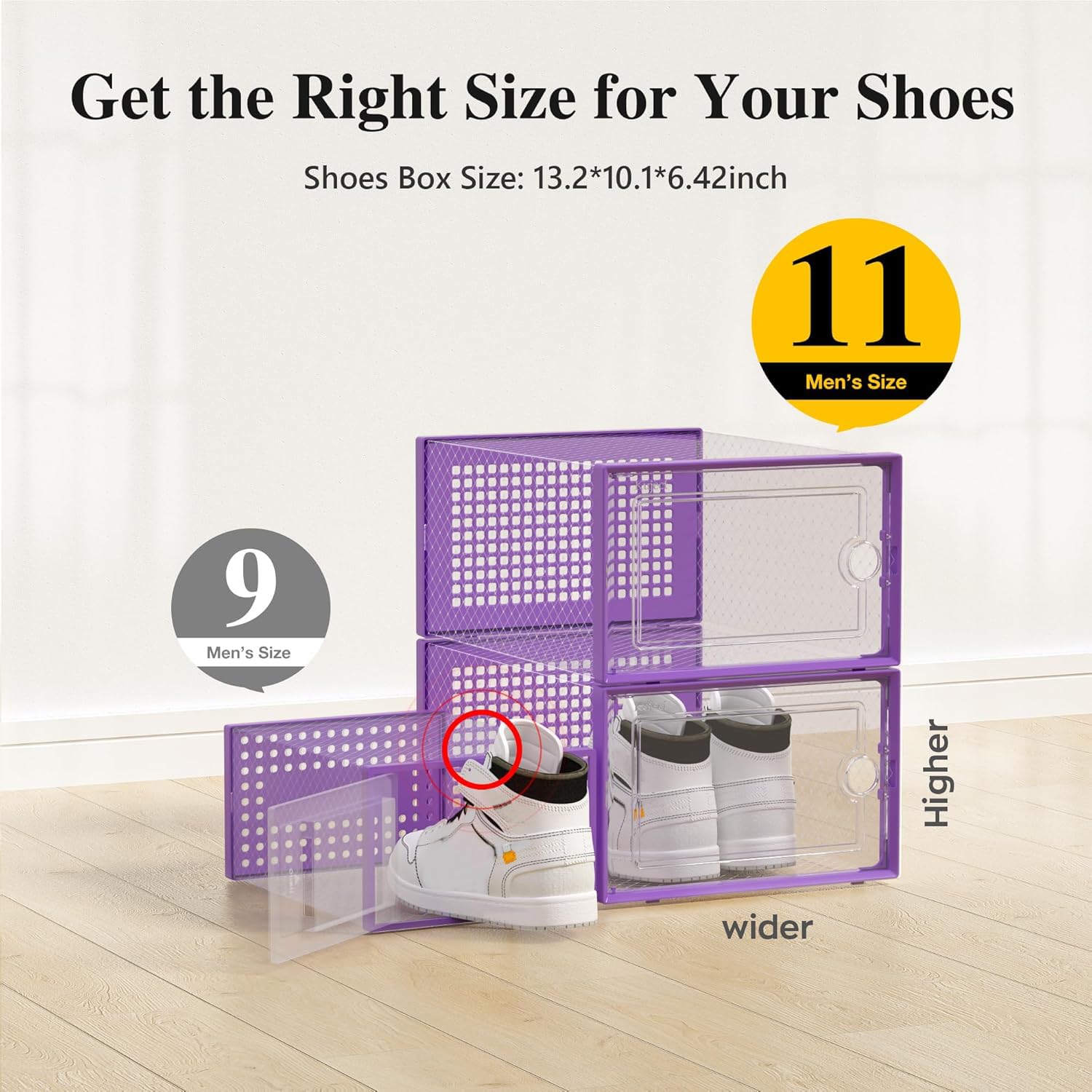 Kuject stacked boxes in closet providing neat vertical organization