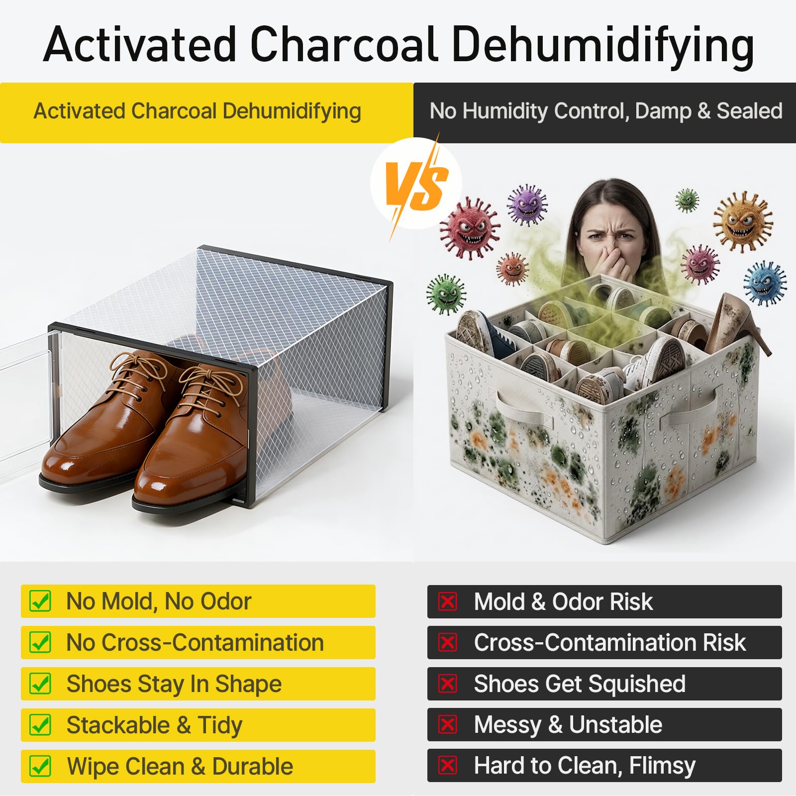 Kuject activated charcoal pack next to box illustrating odor control