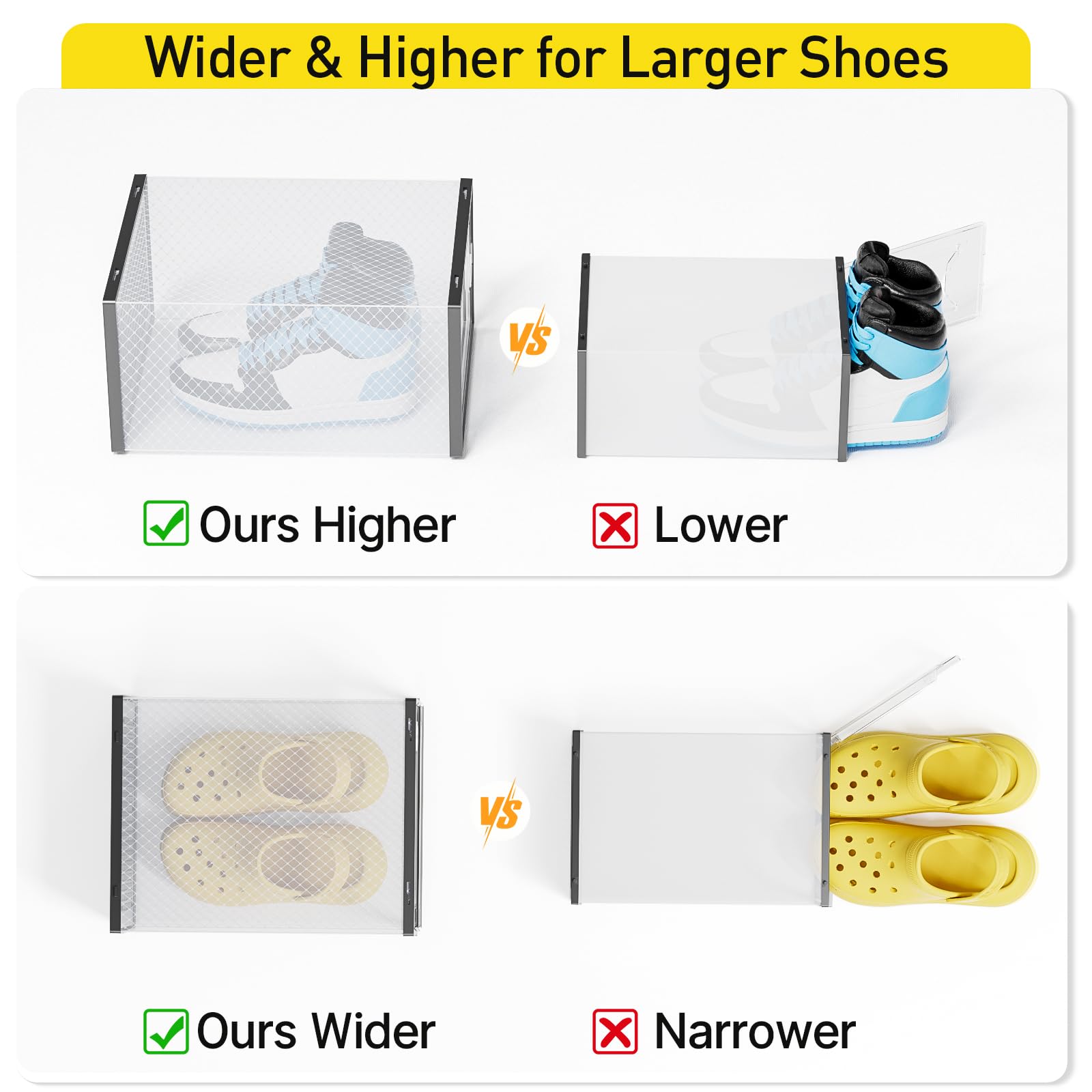 Kuject single shoe inside box showing fit for larger sneakers