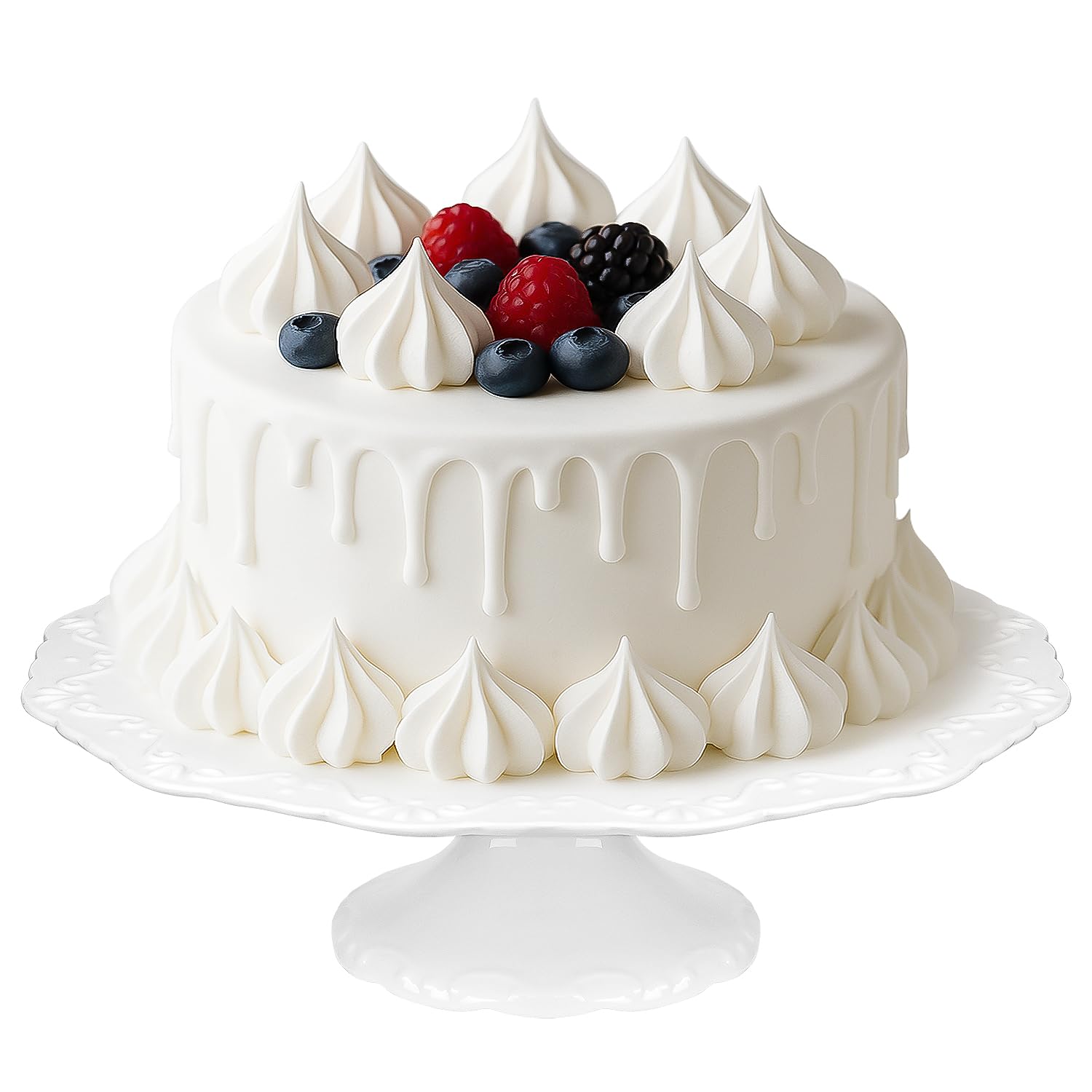 Kukikan front view of porcelain cake stand showing elegant display benefit