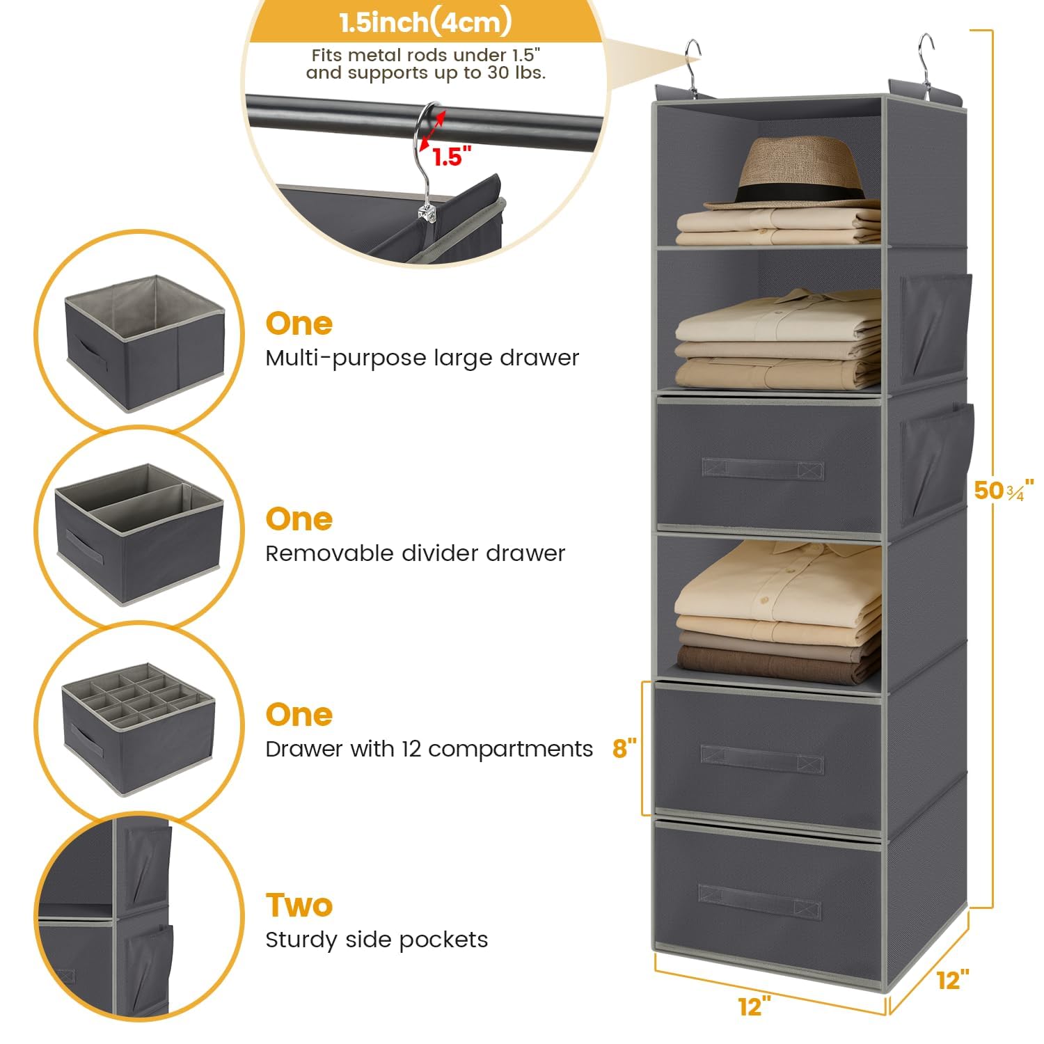 Kukikan open drawers and 12 compartments keeping small items neatly sorted