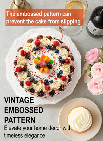 Kukikan top-down view with 10-inch cake showing perfect fit