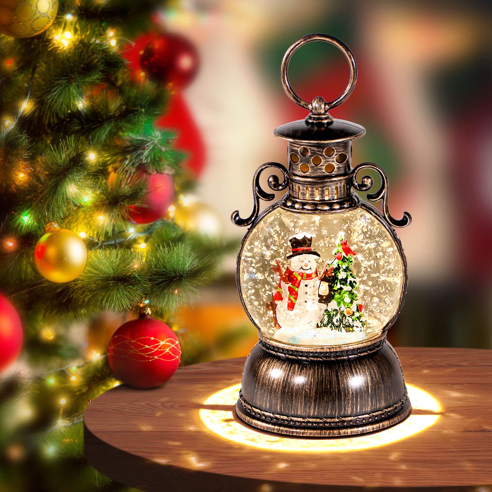 Kukuzon front view of lantern showing vintage frame and warm glow