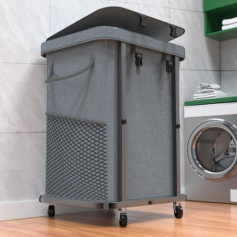 kunlabori front view grey hamper showing tidy storage benefit