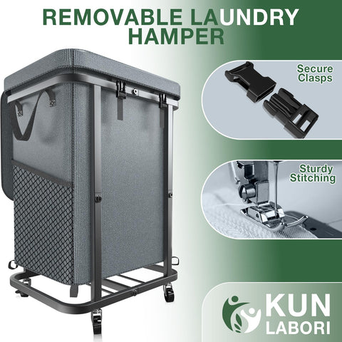 kunlabori beside washer size comparison to show space-saving footprint
