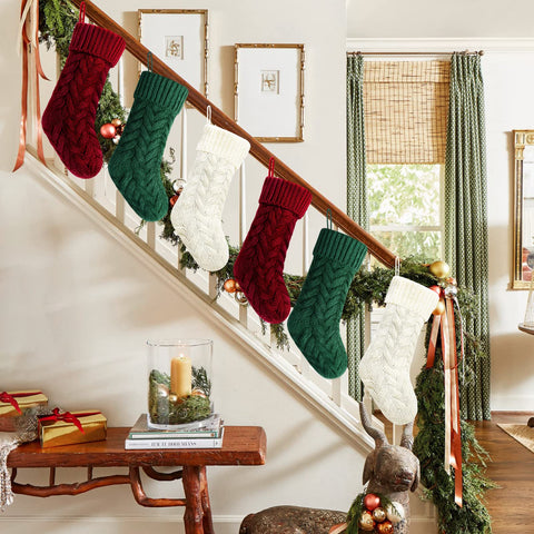 Kunyida stocking hung on mantel filled with gifts for festive quick decoration