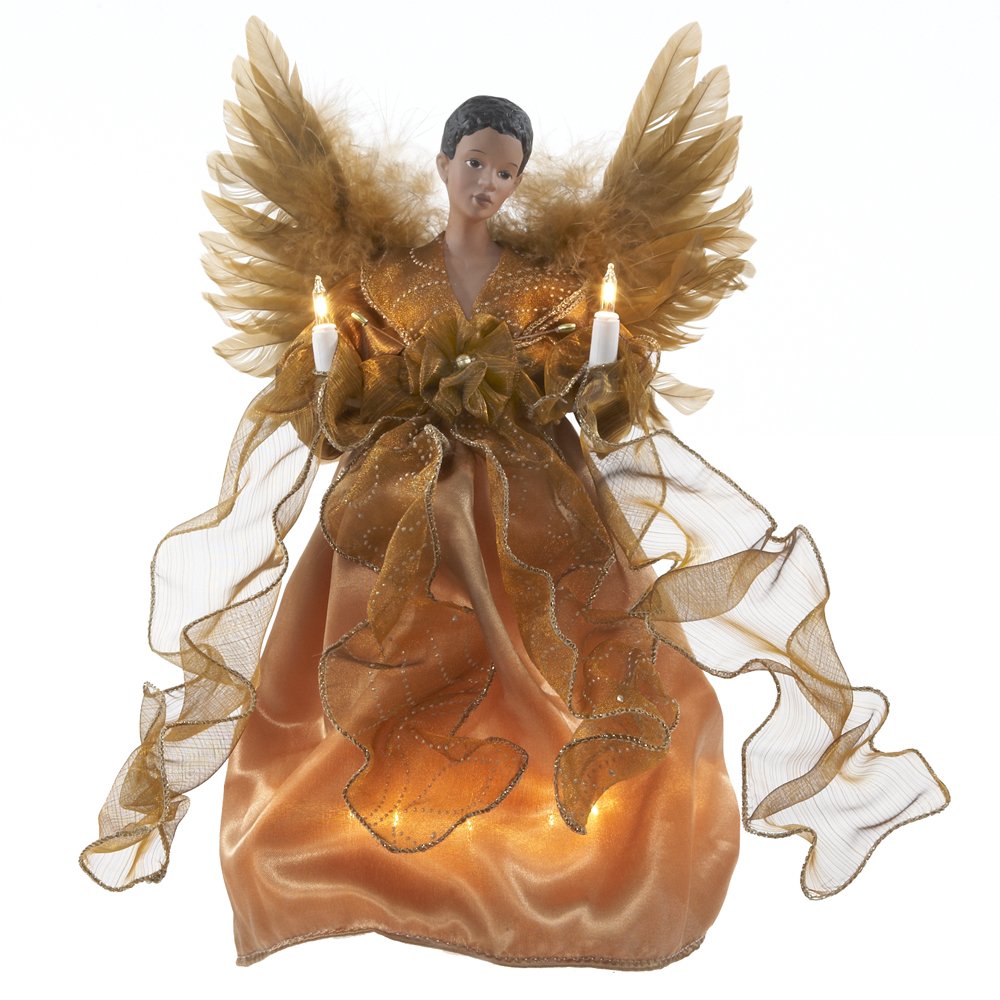 Kurt Adler angel front view showcasing gold gown and tree-top elegance