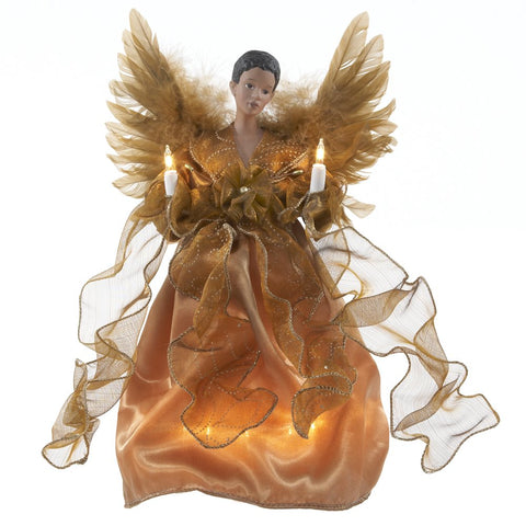 Kurt Adler angel front view showcasing gold gown and tree-top elegance