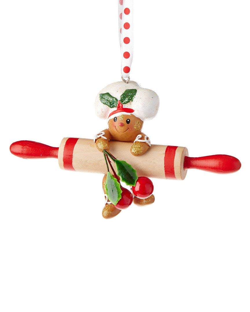 Kurt Adler close-up of gingerbread chef detailing and white frosting trim for visual charm