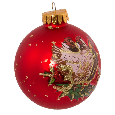 Kurt S. Adler close-up of gold glitter accent and painted number on glass ornament, enhances tree sparkle