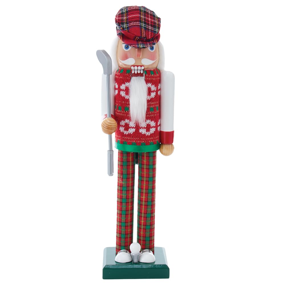 Kurt S. Adler front view showing golfer nutcracker vibrant holiday look