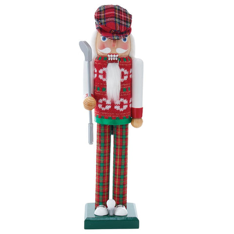 Kurt S. Adler front view showing golfer nutcracker vibrant holiday look