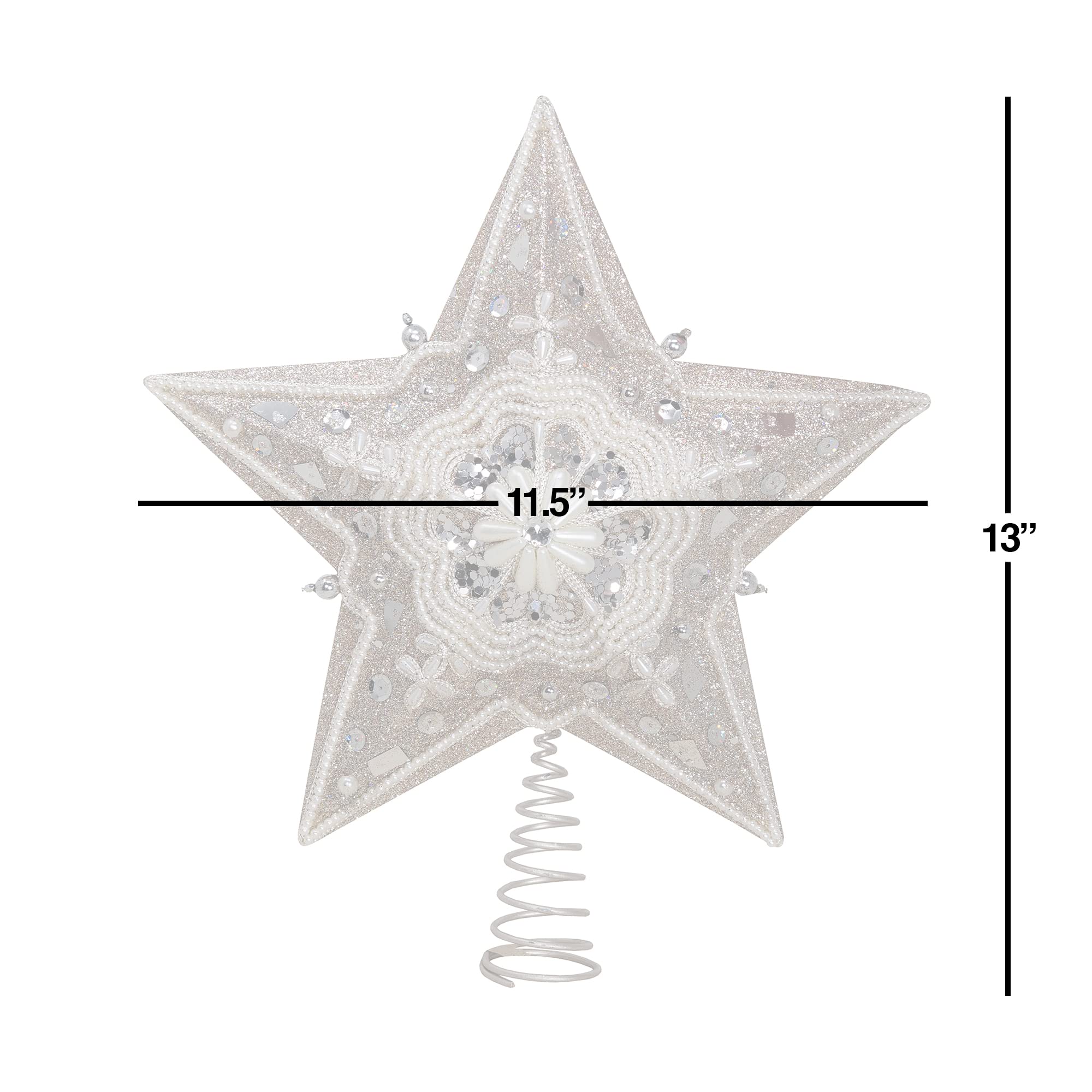 Kurt Adler star treetop placed on a decorated tree adding refined sparkle