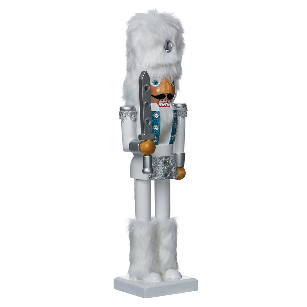 Kurt S. Adler front view showing white outfit and confident pose, adds elegant holiday charm