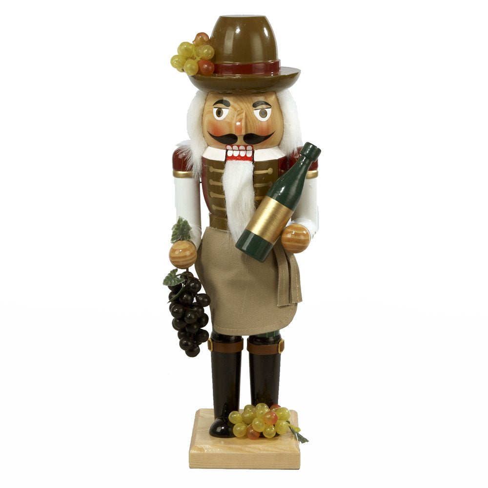 Kurt S. Adler front view showing full wine grower nutcracker for festive display