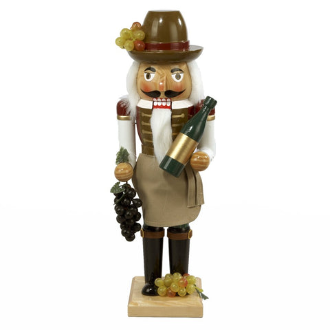 Kurt S. Adler front view showing full wine grower nutcracker for festive display