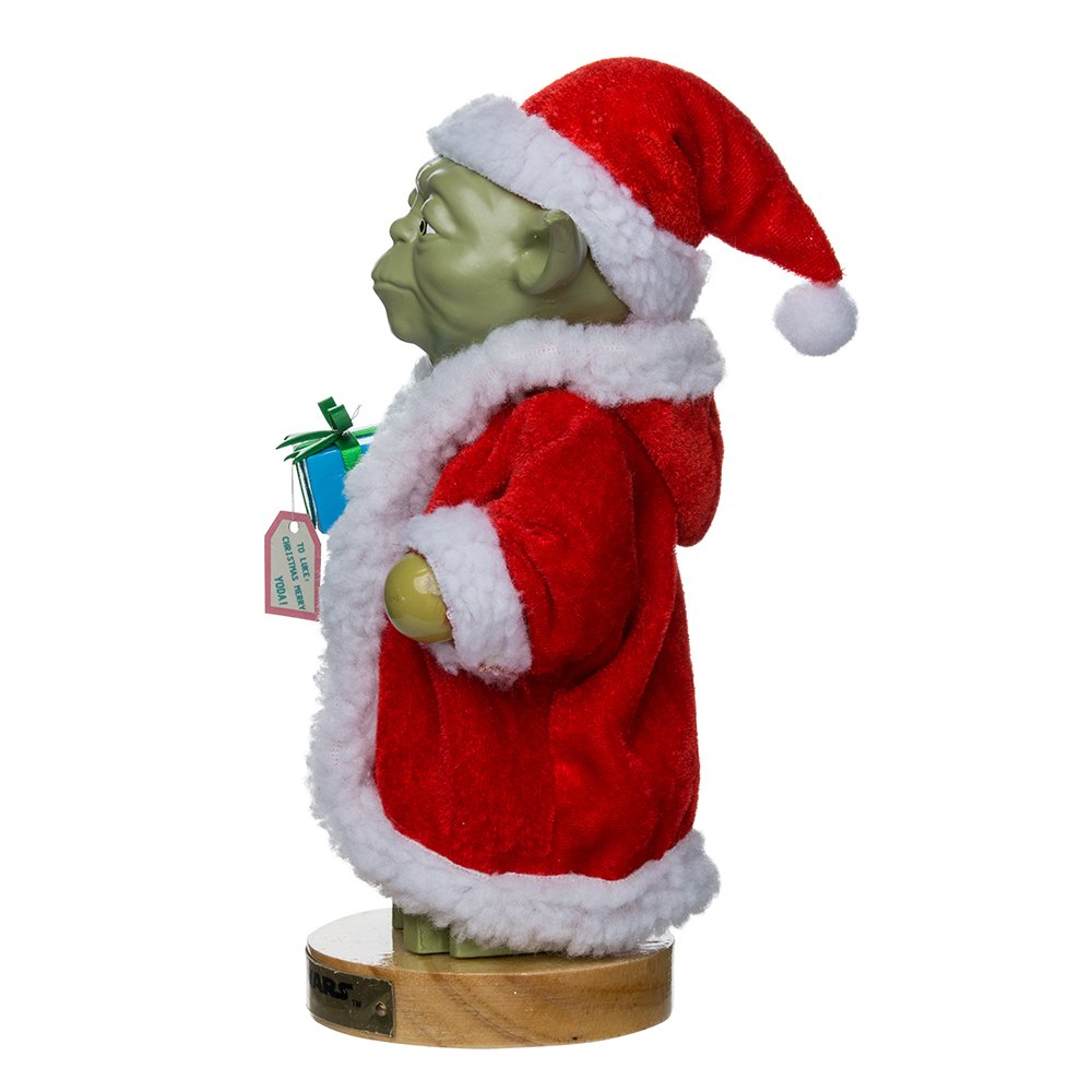 Joytoy Yoda nutcracker staged on mantel with garland to illustrate holiday styling benefit
