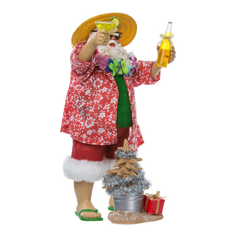 Kurt S. Adler Beach Santa front view showing cheerful holiday beach styling and color
