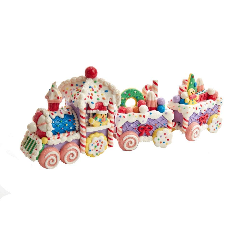 Kurt S. Adler front view of pastel claydough train highlighting festive design and display versatility