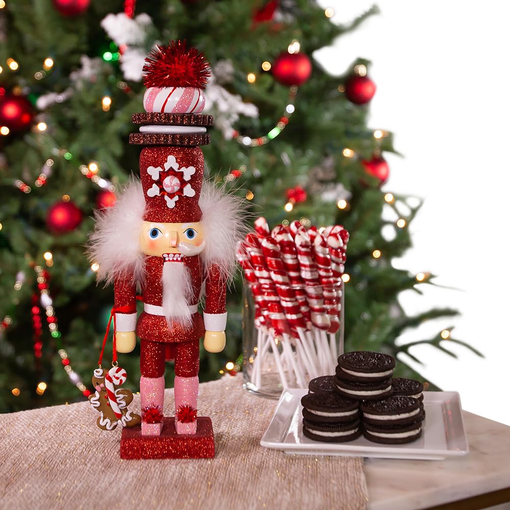 Kurt S. Adler close-up of cookie-topped hat and peppermint detail highlighting whimsical design
