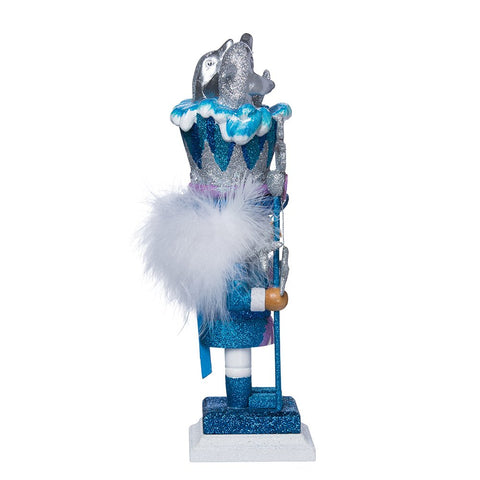 Kurt S. Adler nutcracker next to ruler showing 12-inch size for placement
