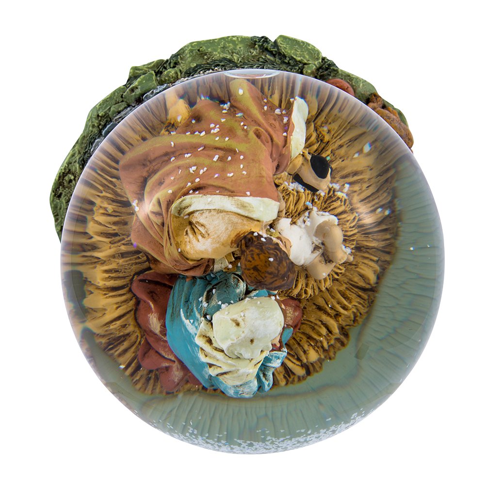 Kurt S. Adler scale comparison in hand to show 100mm globe size for easy placement planning