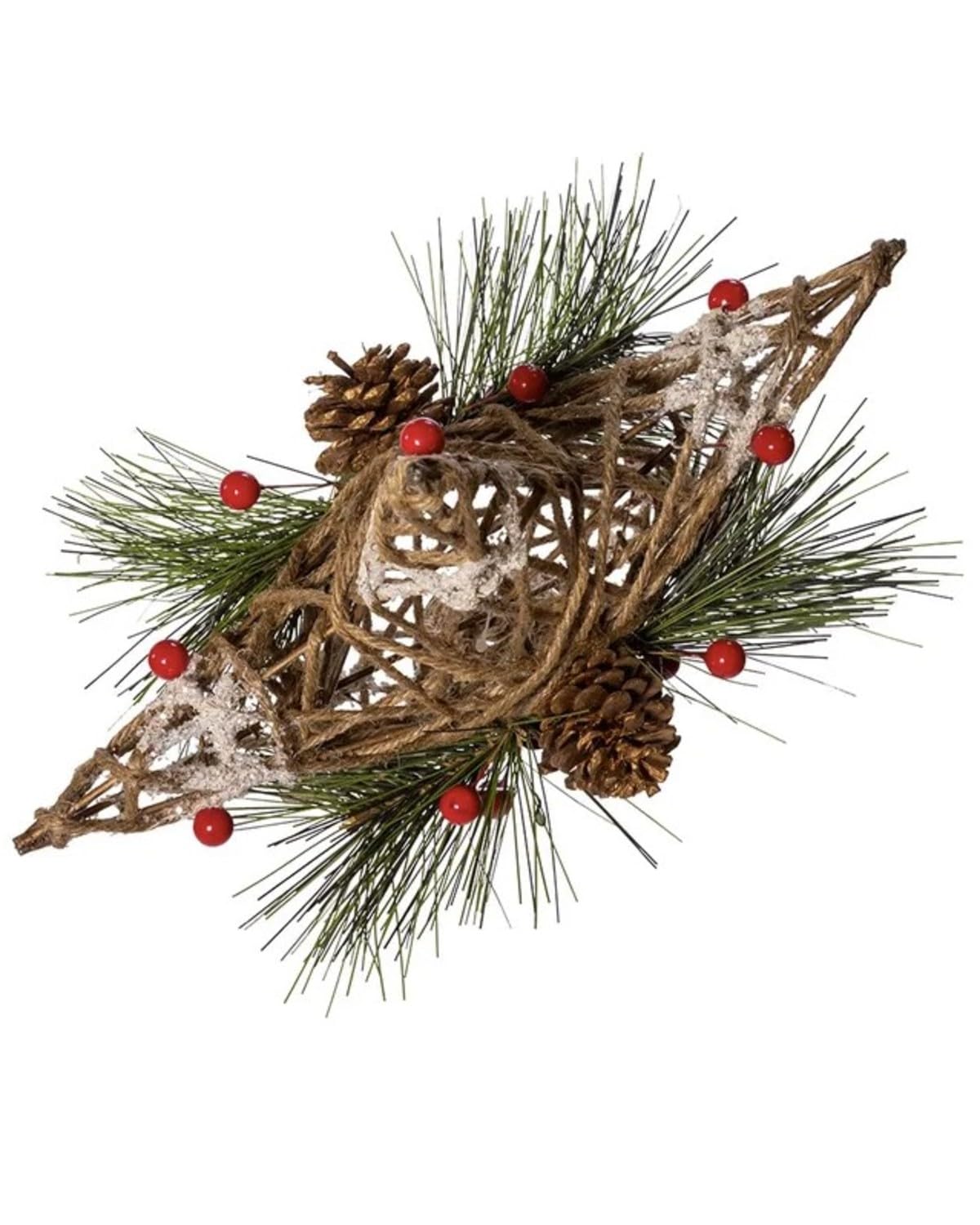 Kurt S. Adler treetop installed on tree demonstrates rustic style and easy placement