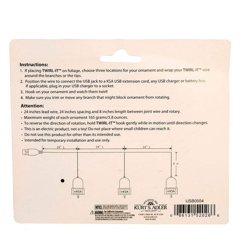 Kurt S. Adler USB cable plugged in showing easy power connection benefit