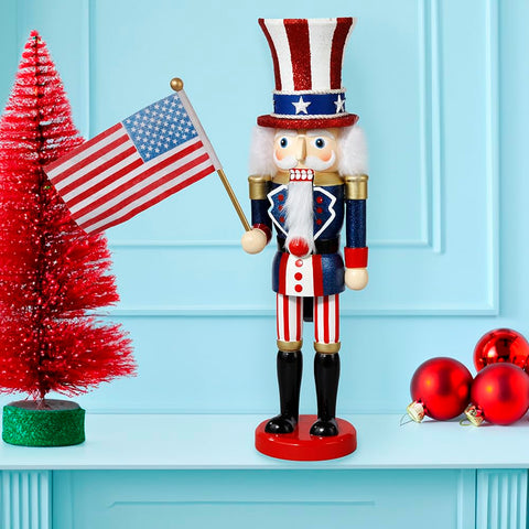 Kurt S. Adler Uncle Sam close-up of hat and flag, highlights hand-painted detail