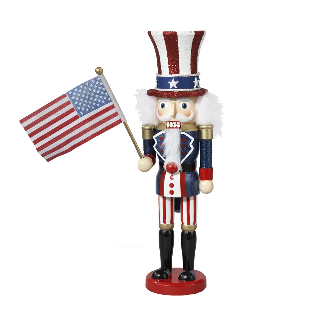 Kurt S. Adler Uncle Sam nutcracker front view, bold patriotic mantel focal point